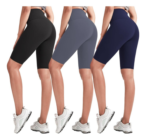 3pcs Shorts Deportivos Para Mujer, Pantalones Cortos De