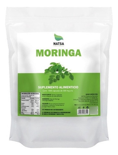 Natsa Suplemento A Base De Hoja De Moringa 1000 Caps Sabor Sin Sabor