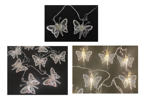 Guirnalda Cadena Mariposa Decorativa  Metalico 10 Luces Led 