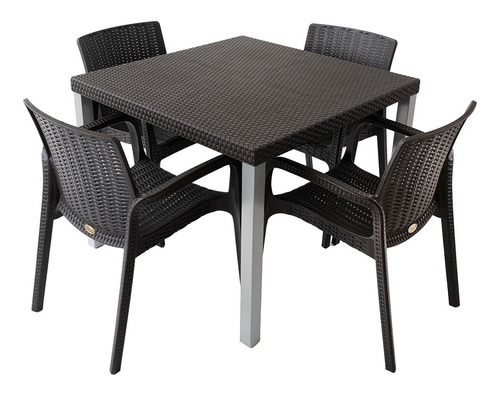 Comedor Moderno 4 Sillas Tipo Rattan Para Interior/exterior