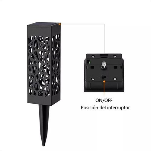 Pack X8 Jardín Exterior Focos Luces Solares Estacas Tallado Negro