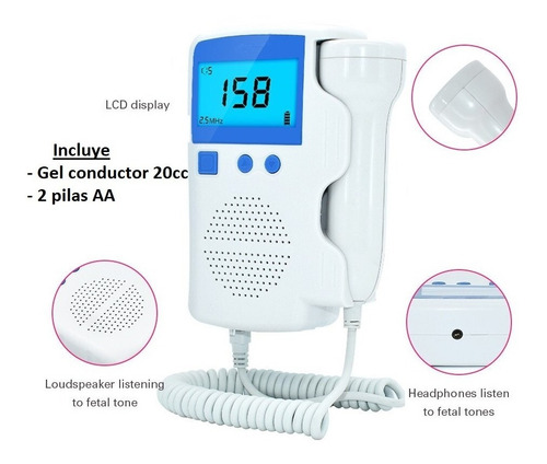 Doppler Fetal Con Pantalla Lcd (azul) + Sus 02 Pilas