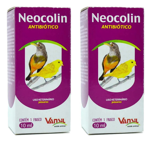 2 Neocolin, 10 ml, antibiótico para la diarrea de pájaros y aves de corral, color vainilla sin color