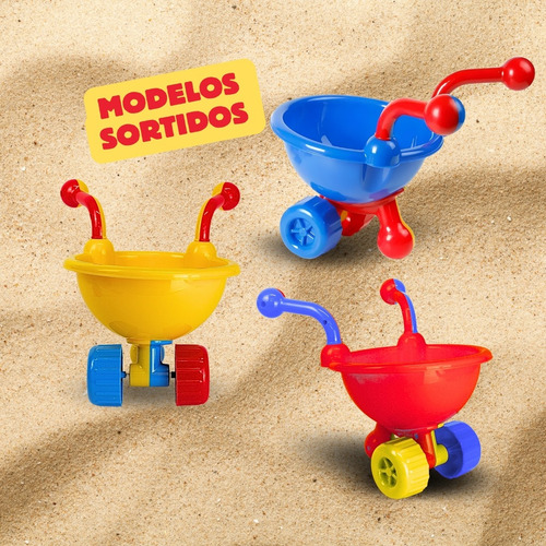 Kit De Praia Baldinho Brincar Areia Com Carriola Infantil