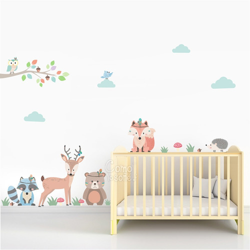 Vinilos Animales Nordicos Para Pared Stickers Infantil Bebe