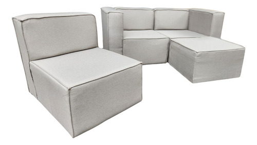 Sillon Sofa Modular Isla En Tela Lavable O Repele Liquidos Beige