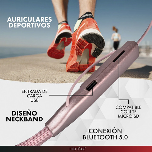 Imagen 4 de 9 de Auriculares Inalámbricos Bluetooth Deportivo Micro Sd 50hs