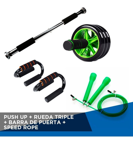 Push Up + Rueda Triple + Barra De Puerta + Speed Rope