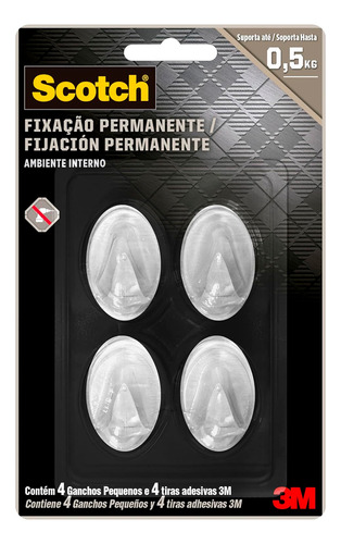 Gancho 3m Scotch Transparente Pequeno Fixação Permanente 4