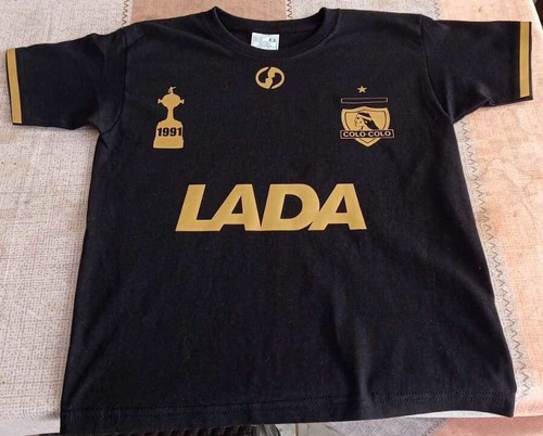 Imagen 3 de 4 de Polera Camiseta Dorada Colo Colo Adulto Niño 100% Algodón