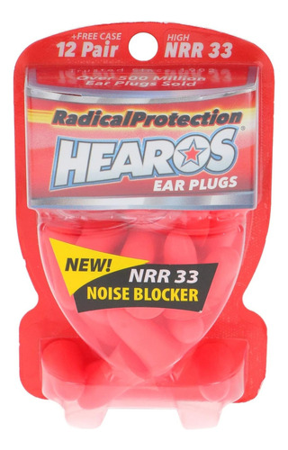 Protetor Auricular Earplugs Hearos 33db 12 Pares Cor Rosa-chiclete