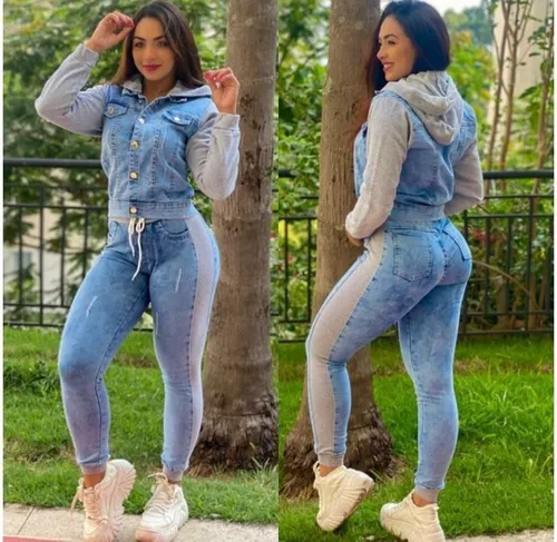 Jaqueta Jeans Adolescente Manga Capuz Moletom Casaco Inverno