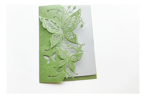 Invitacion Mariposa Verde Cemento Para Xv Años, 60 Pzs