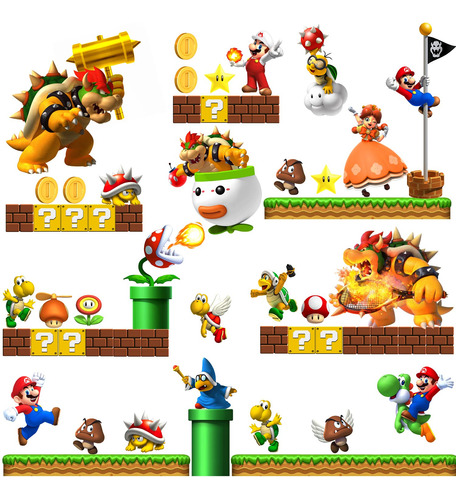 Super Mario Brothers - Calcomanas De Pared Para Construir Un