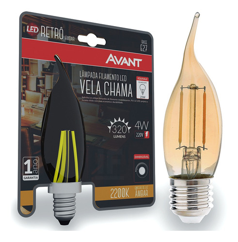 Lâmpada Led Vela Chama Decorativa 4w Aconchegante 220v Avant Cor da luz Âmbar