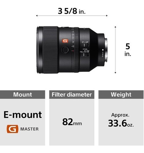 Sony Alpha SEL135F18GM 135mm F/1.8 Lente Fijo