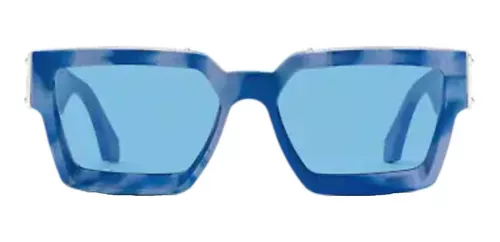 Anteojos de sol Louis Vuitton 1.1 Millionaires W con marco de acetato/metal  color azul marmolado/plateado, lente azul de plástico/nailon clásica,  varilla azul marmolado/plateada de acetato/metal