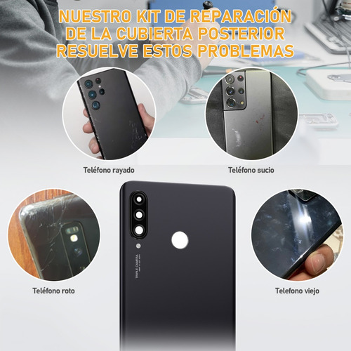 Tapa Trasera Bateria Para Huawei P30 Lite + Cristal Cámara Azul