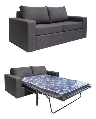 Sillon Sofa Cama 2 Plazas Premium Pana Antimanchas + Colchon