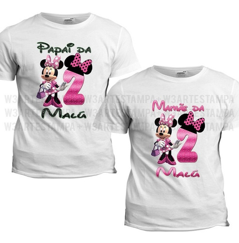 3 Camisetas Aniversário Blusa Personalizada Tema Minnie Rosa | Frete grátis