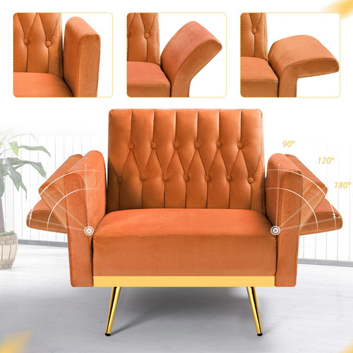 Silla Decorativa Terciopelo Reclinable Con Otomana Y Almohad