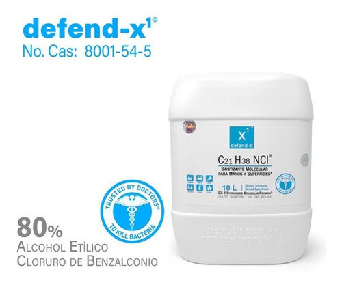 Spray Sanitizante Manos Y Superficies 10 Litros - Defend-x1 Fragancia Neutra