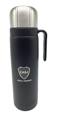 Termo Negro Boca Juniors Con Logo Grabado - Personalizable