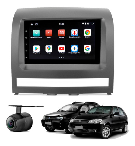 Central Multimídia Android Bt Gps Wifi Fiat Palio Grafite