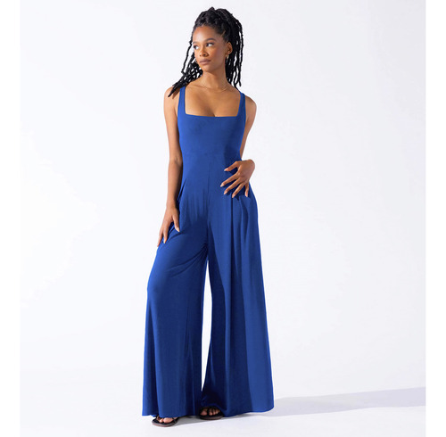 Mono Casual De Punto Con Tirantes De Pierna Ancha Para Mujer