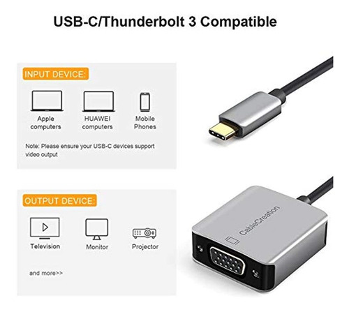 Imagen 7 de 7 de Adaptador De Aluminio Usb C A Vga, Gris 1 Paquete