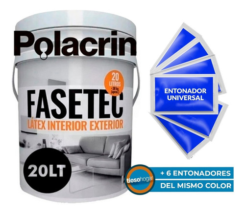 Pintura Latex Fasetec 20 Lts Cubritiva Entonador Color