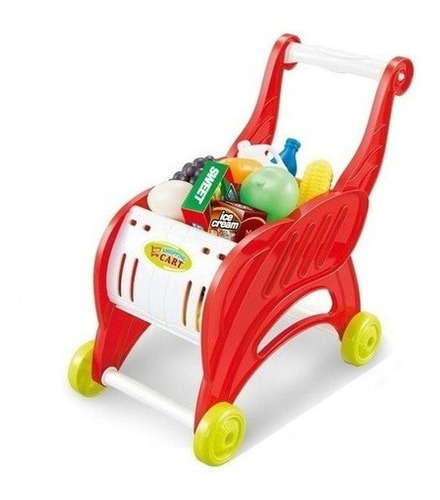 Juego Carrito Supermercado Con Verduras Rojo Cksur0511