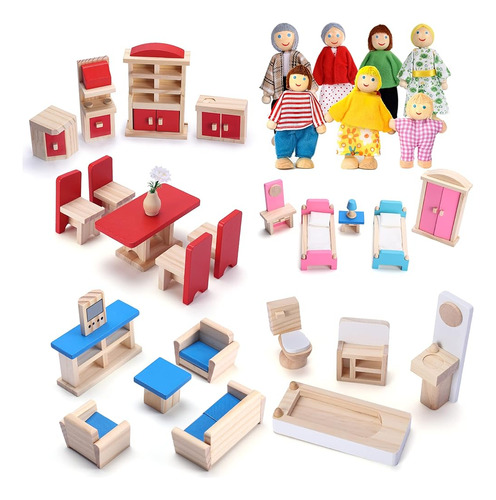 Dollhouse Furniture Wooden Doll House Furnisher 5 Set Y 7 Fa