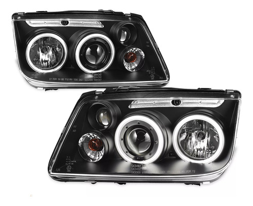 Faros Jetta A4 1999 Al 2007 Con Lupa Y Ojo De Angel