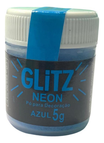 Glitter Comestível Neon Azul Corante Pó Para Decoração 5g