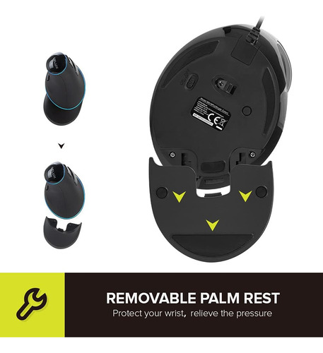 Mouse Ergonômico Com Fio Com 7200dpi, Mouse Vertical Grande