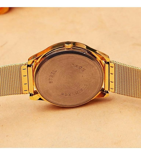 Relógio Feminino Luxo Dourado Com Aço Inoxidável