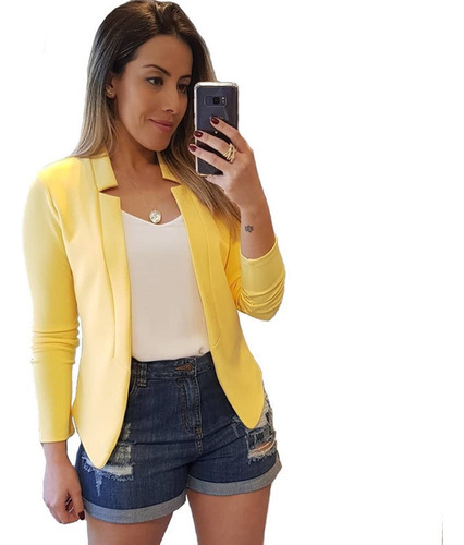 Chamarra Tipo Blazer Profesional Casual De Color Liso Temu