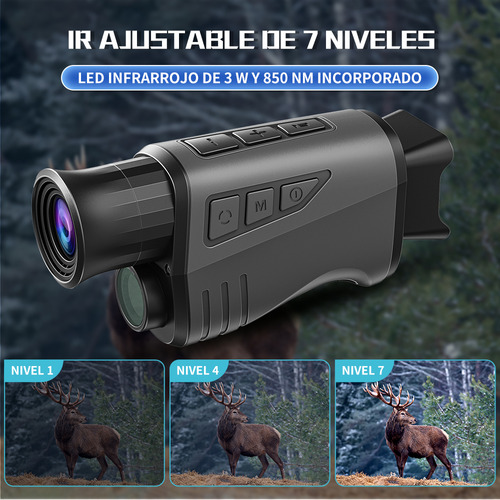 Monocular Visión Nocturna 16x Zoom Infrarrojo 300m, 1080p Hd Video/grabación, Caza Camping Vigilancia, Portátil 165g, Batería Recargable