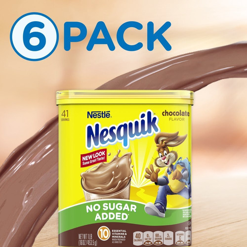 Imagen 2 de 6 de Nesquik Chocolate En Polvo, Sin Azúcar Añadido, De 16 Onzas