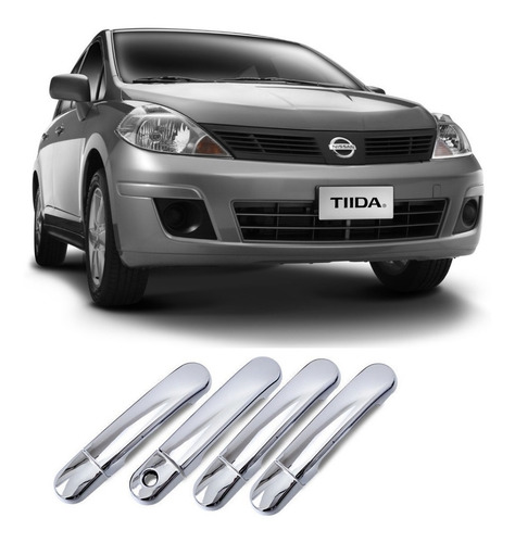 Imagen 2 de 4 de Cubre Manijas Cromadas Nissan Tiida Puerta Sedan Hatchback