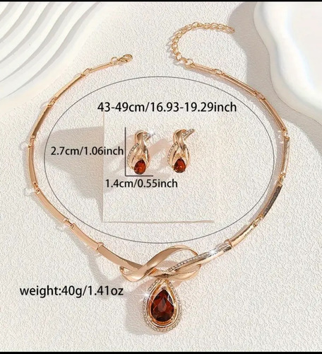 Conjunto De Collar Y Aretes Para Fiesta Evento Elegante Boda Dije Cafe