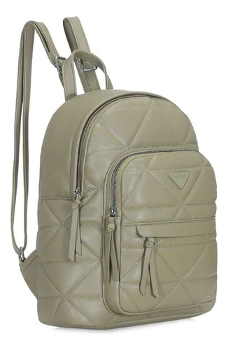 Mochila Trendy Urbana Bolsillos Cuero Pu Ligera Cómoda Mujer Color Verde Claro Diseño De La Tela Lisa