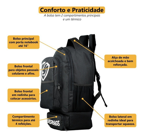 Imagem 2 de 9 de Mochila Térmica Fitness Marmita Notebook Master Everbags