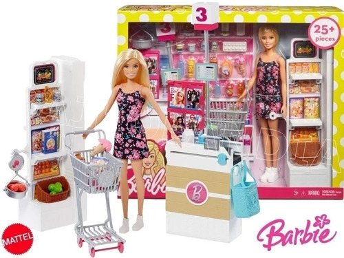 Muñeca Barbie Vamos De Compras Al Supermercado Set 25 Piezas