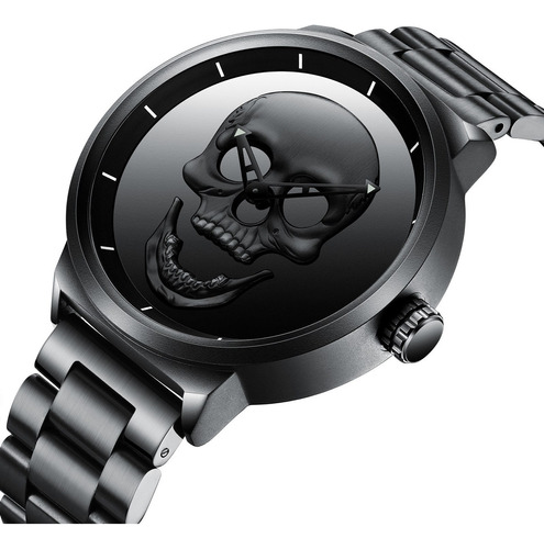 Reloj Mecánico De Cuarzo Para Hombre Con Esfera De Calavera