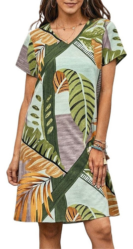 Vestido Suelto De Playa Para Mujer Con Estampado Abstracto