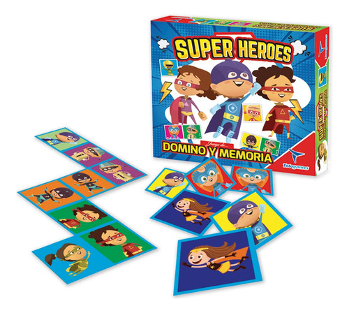 Domino Y Memo Super Heroes 2en1 Juego De Mesa Cartón Niños