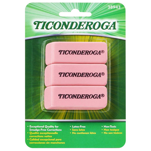 Ticonderoga Clavel Rosado Gomas De Borrar, Wedge, Medium, Ro