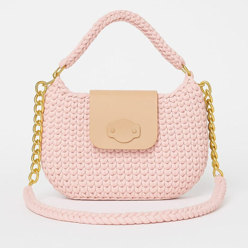 Bolsa Fem. Transversal Bybeth Nascimento Rosa Rosa-claro Lisa Ouro/ Corino Rosa Ouro